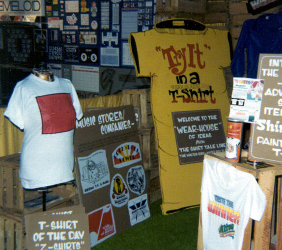 1977 ShirtCans Shirt display at trade show