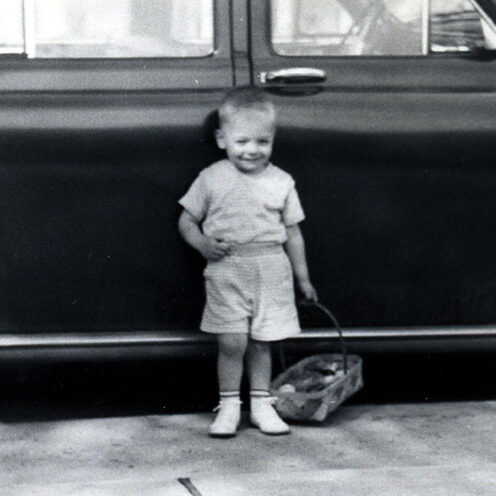 Billy Windsor with Easter basket in 1951
